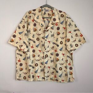 Pacific Legend Voyage Ivory Cotton Men's Hawaiian Shirt